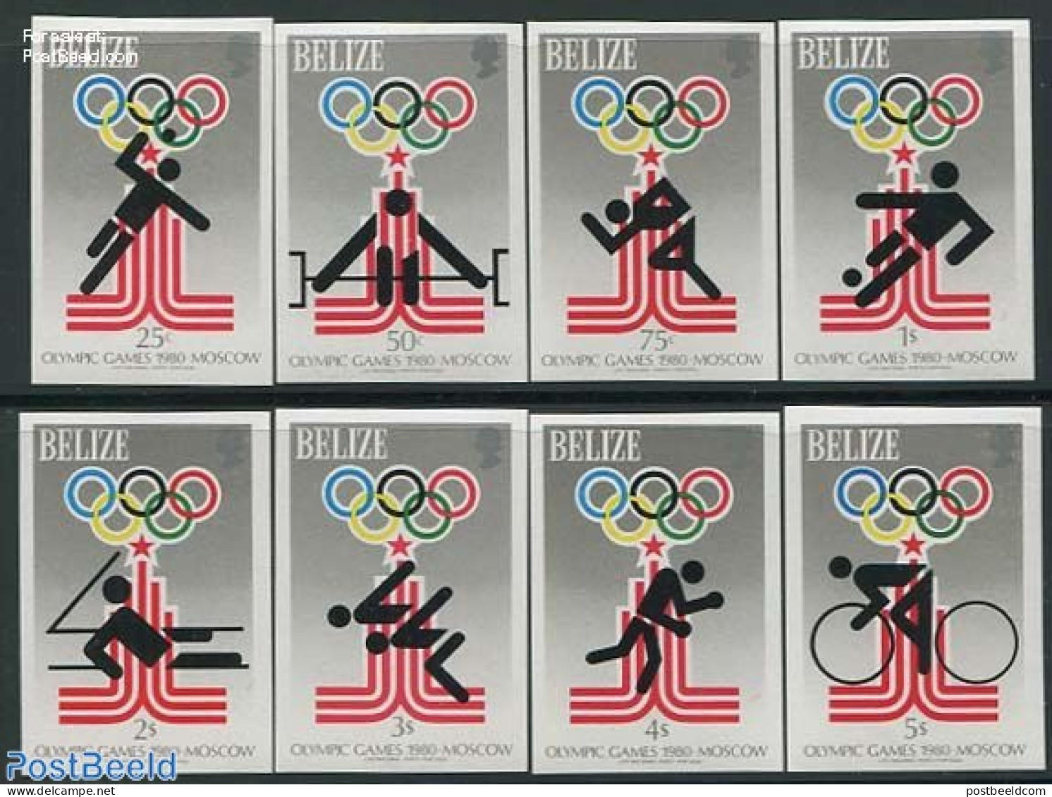 Belize/British Honduras 1979 Olympic Games Moscow 8v Imperforated, Mint NH, Sport - Olympic Games - British Honduras (...-1970)