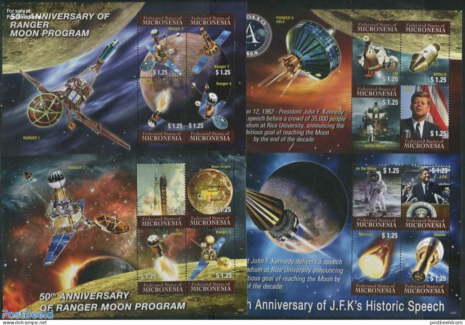 Micronesia 2012 Space Exploration 4 S/s, Mint NH, History - Transport - American Presidents - Space Exploration - Mikronesien