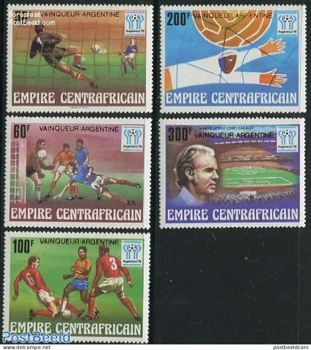 Central Africa 1978 World Cup Football Winners 5v, With Red Overprints, Mint NH, Sport - Football - República Centroafricana