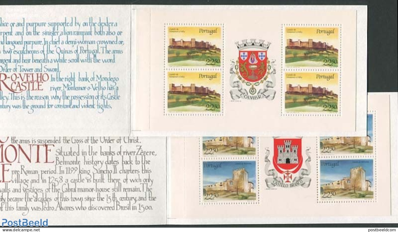 Portugal 1986 Castles, 2 Booklets, Mint NH, Stamp Booklets - Art - Castles & Fortifications - Ongebruikt