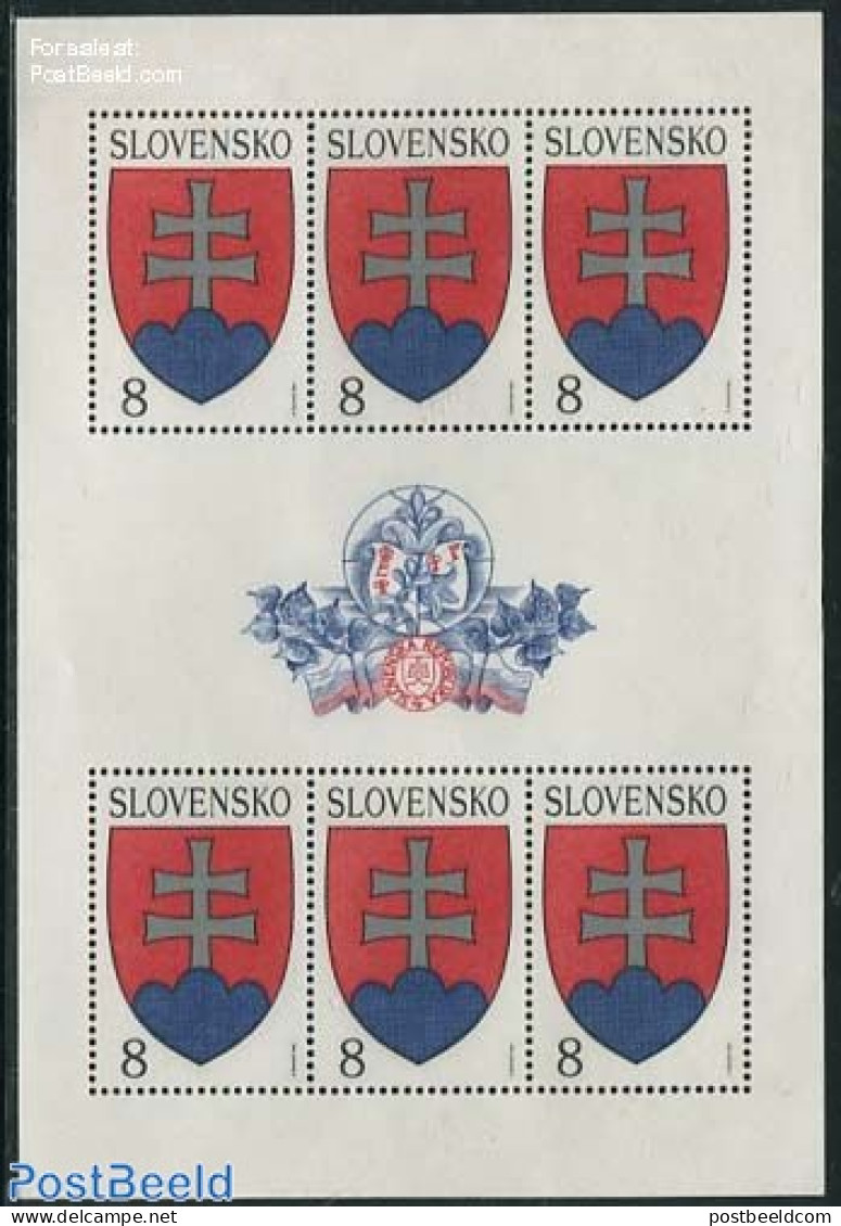 Slovakia 1993 Coat Of Arms M/s, Mint NH, History - Coat Of Arms - Ongebruikt
