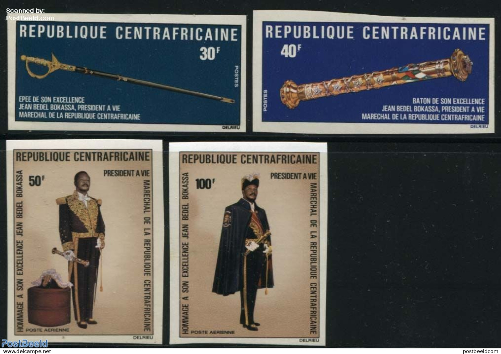 Central Africa 1975 Bokassa 4v Imperforated, Mint NH, History - Various - Kings & Queens (Royalty) - Uniforms - Familias Reales