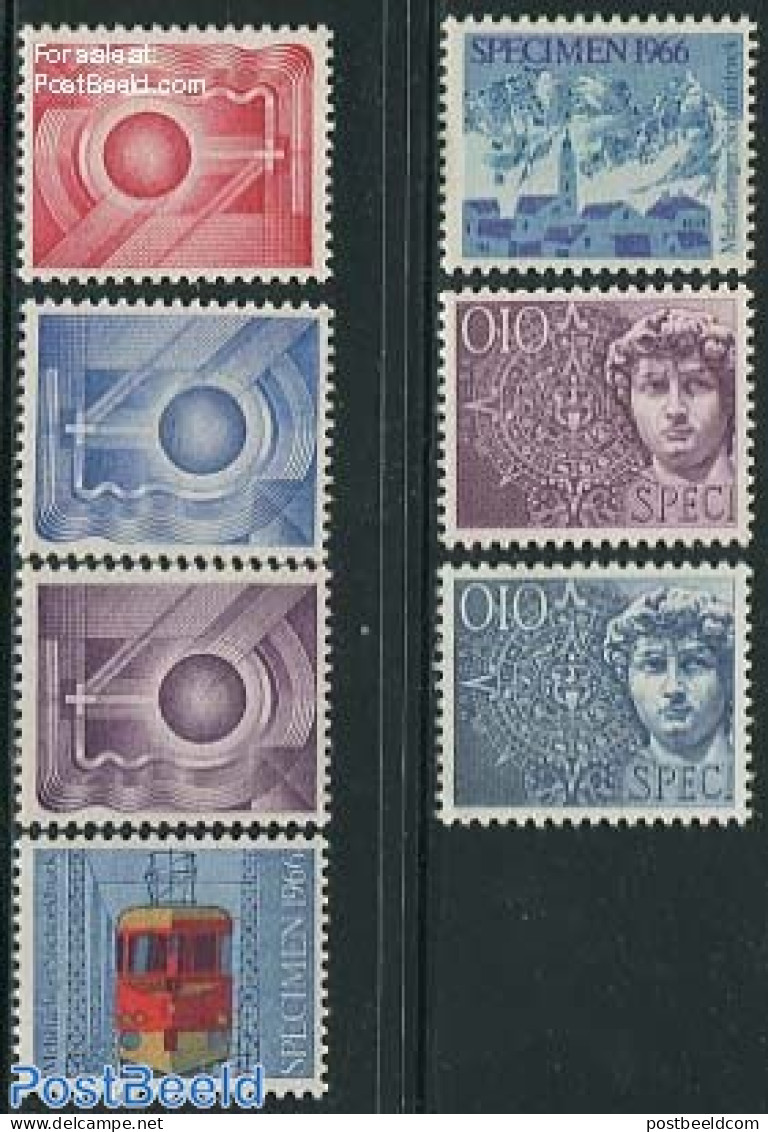 Switzerland 1966 SPECIMEN 1966 7v, Mint NH, Transport - Various - Railways - Special Items - Unused Stamps