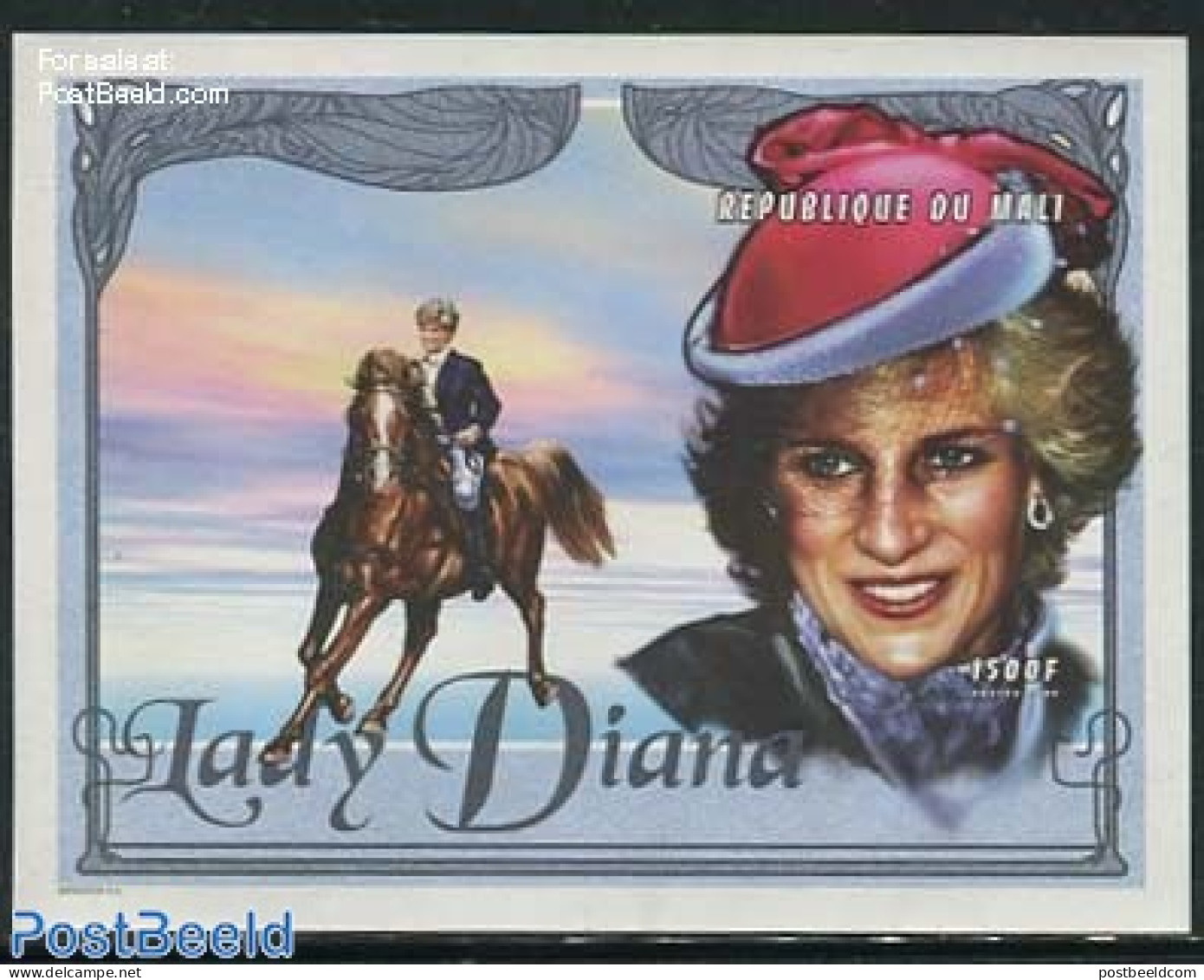 Mali 1997 Diana, Horse S/s, Imperforated, Mint NH, History - Nature - Charles & Diana - Kings & Queens (Royalty) - Hor.. - Familias Reales