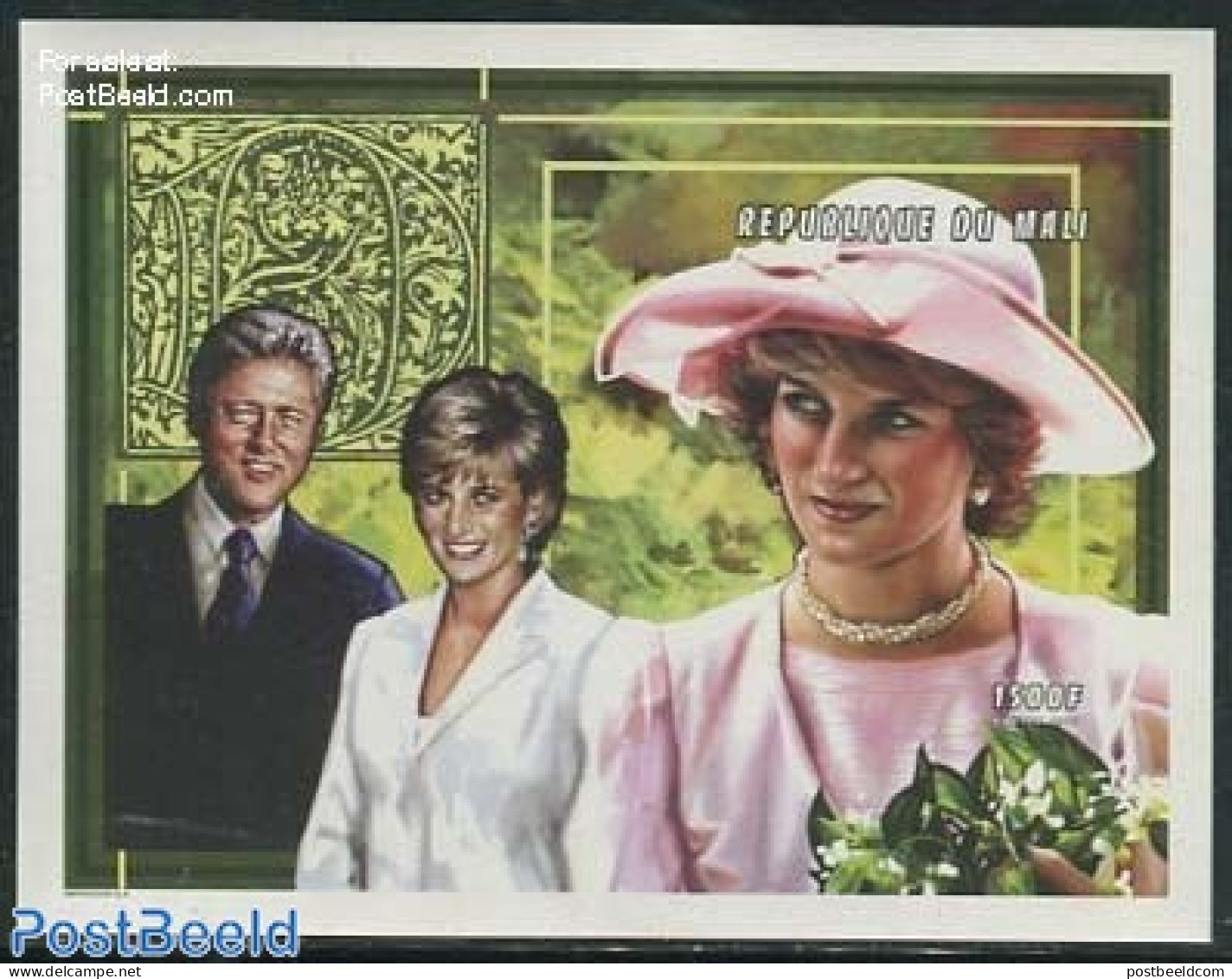 Mali 1997 Diana With Pink Hat S/s, Imperforated, Mint NH, History - Charles & Diana - Kings & Queens (Royalty) - Familias Reales