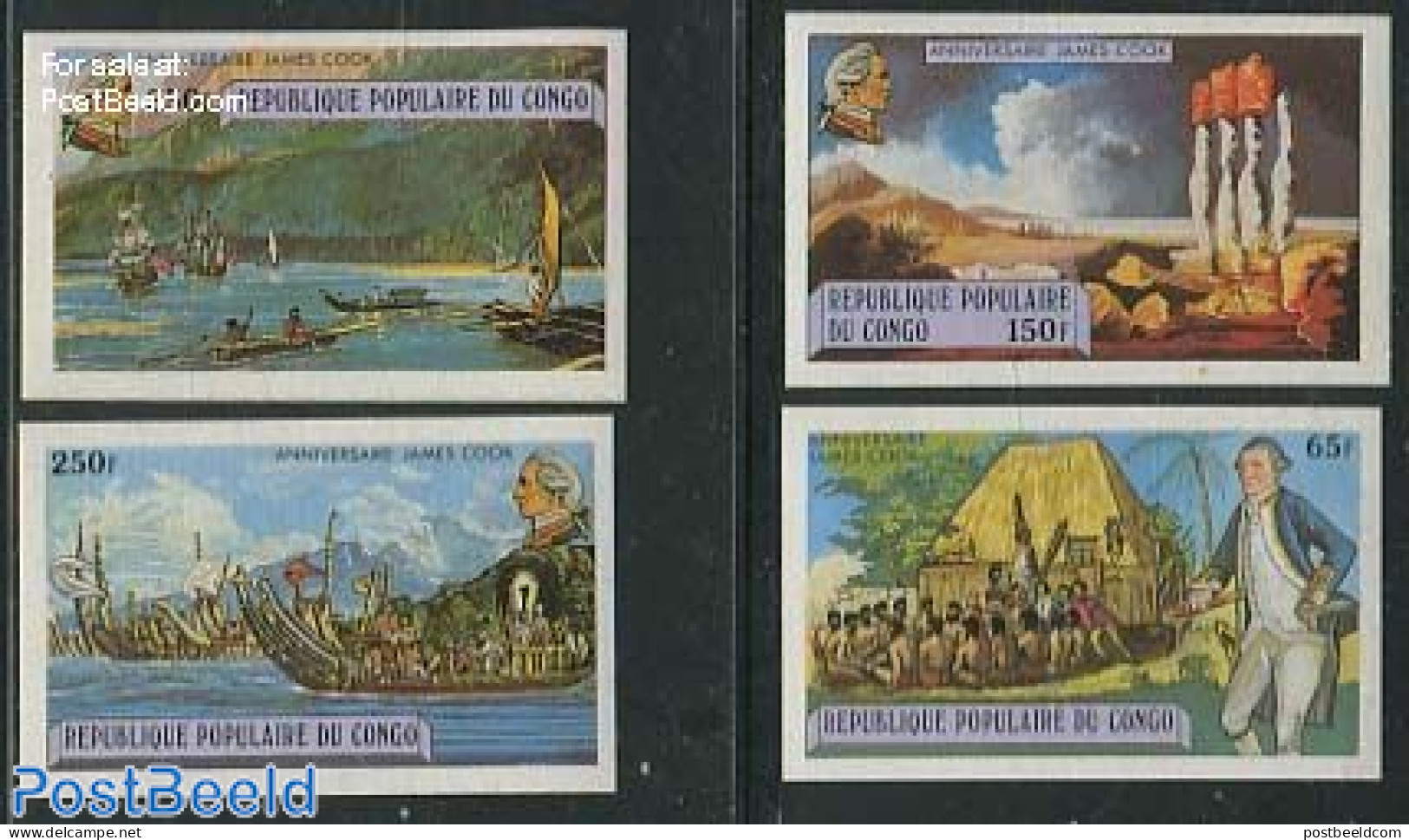 Congo Republic 1979 James Cook 4v, Imperforated, Mint NH, History - Transport - Explorers - Ships And Boats - Exploradores