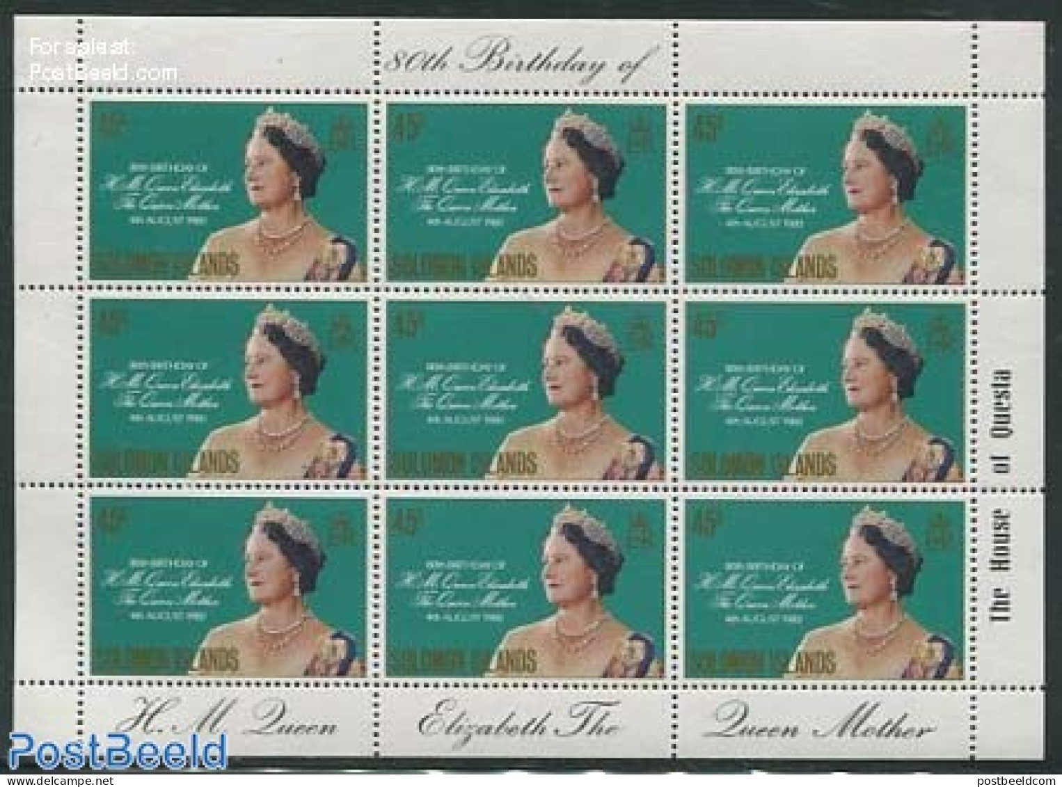Solomon Islands 1980 Queen Mother M/s, Mint NH, History - Kings & Queens (Royalty) - Familias Reales