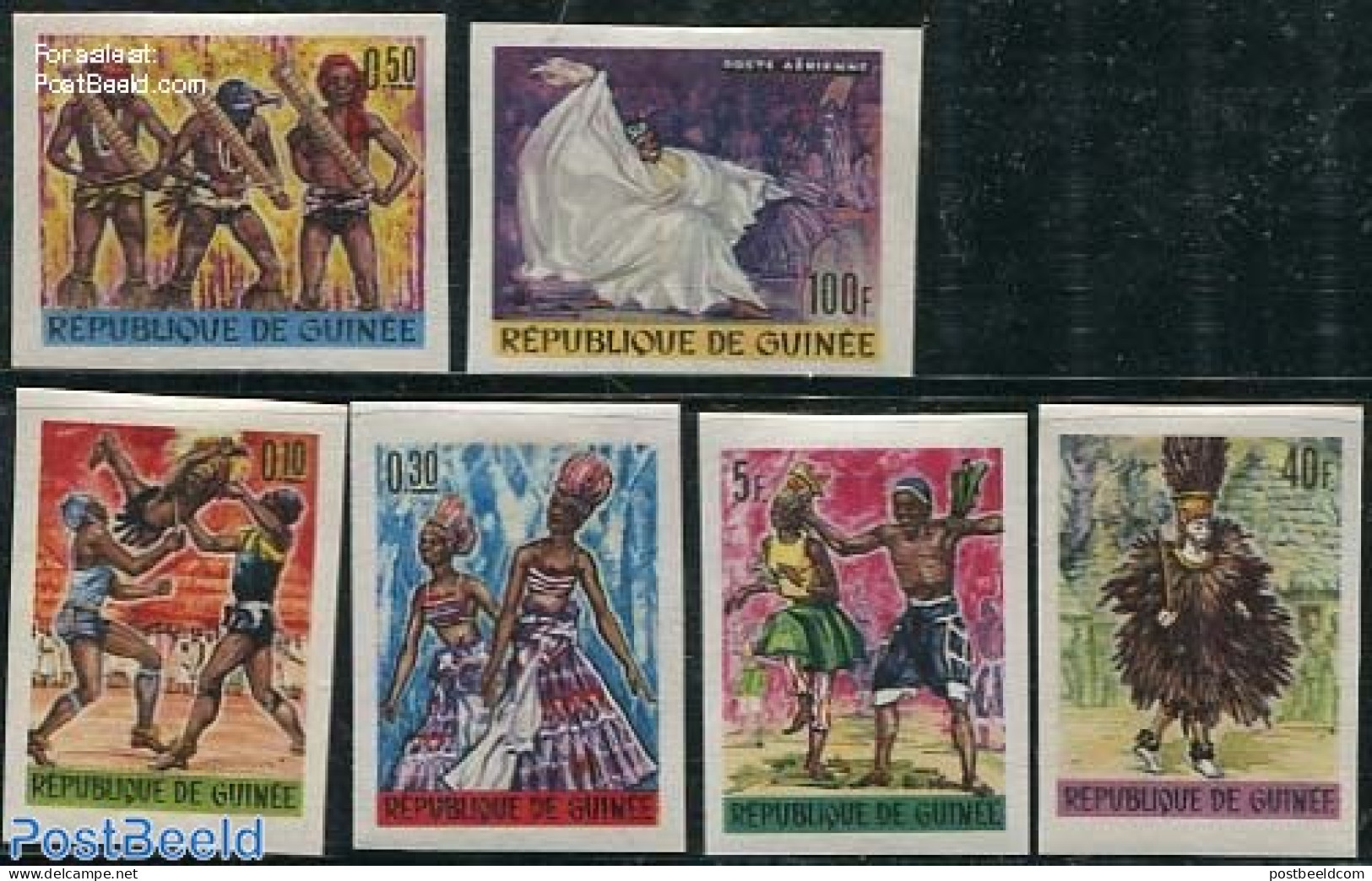Guinea, Republic 1966 Traditional Dance 6v, Imperforated, Mint NH, Performance Art - Various - Dance & Ballet - Folklore - Baile