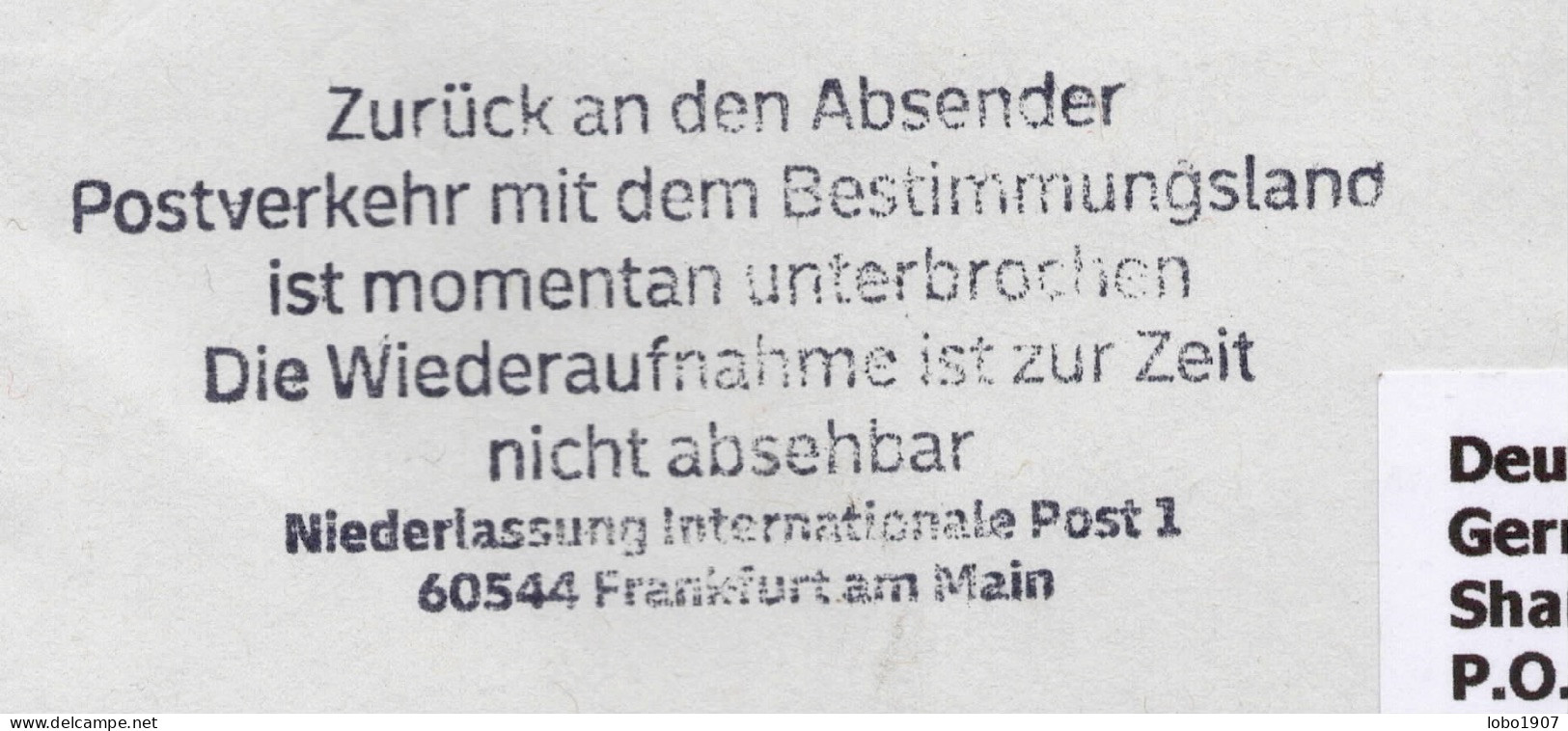 Corona Covid 19 Postal Service Interruption "Zurück An Den Absender... " ( 66x27mm )  Reply Coupon Paid Cover To TRIPOLI - Libyen