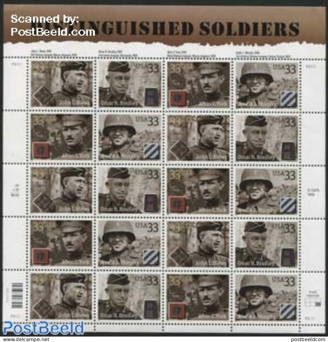 United States Of America 2000 Distinguished Soldiers M/s, Mint NH, History - Decorations - Militarism - Unused Stamps