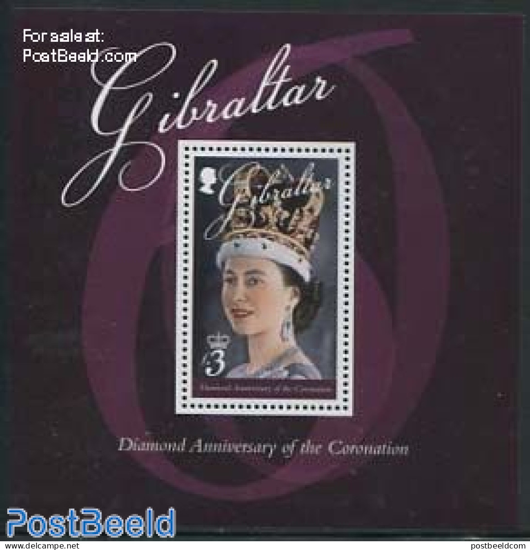 Gibraltar 2013 Diamond Jubilee S/s, Mint NH, History - Kings & Queens (Royalty) - Familias Reales