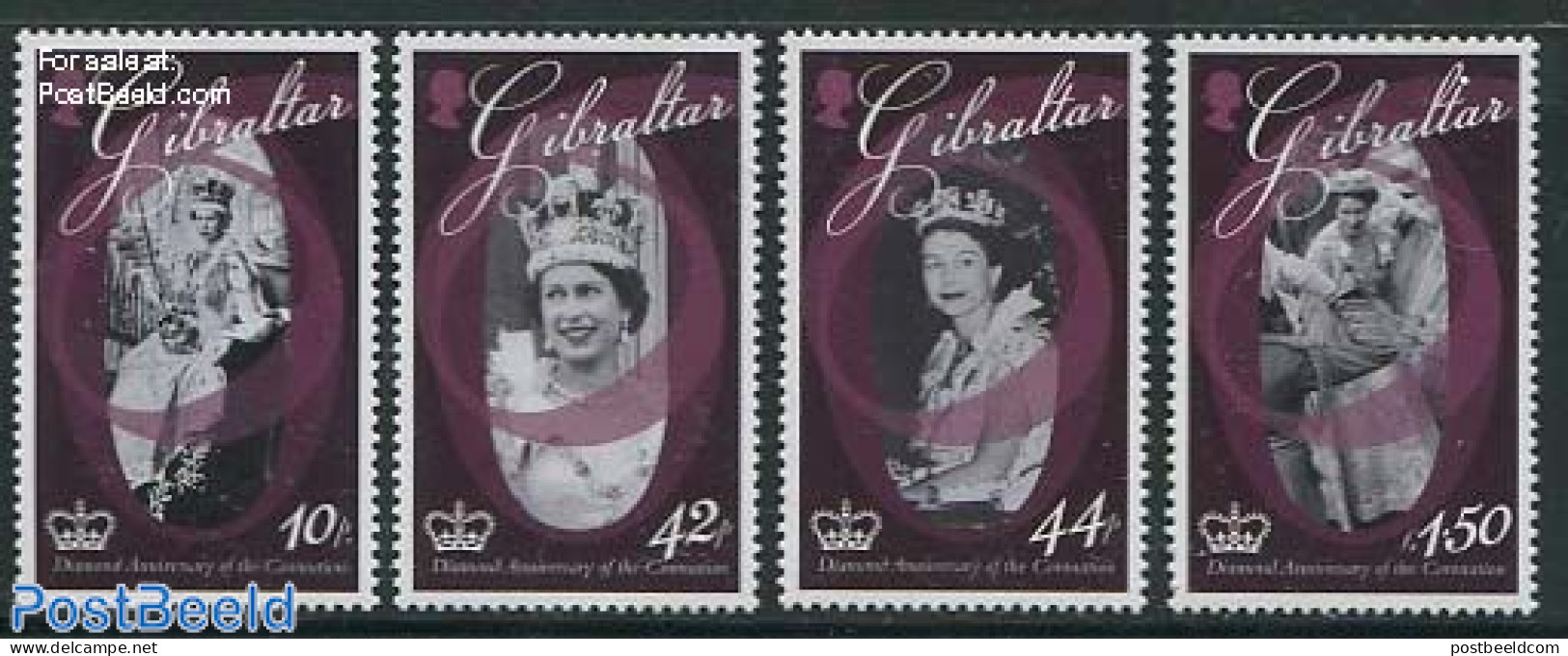 Gibraltar 2012 Diamond Jubilee 4v, Mint NH, History - Kings & Queens (Royalty) - Familias Reales