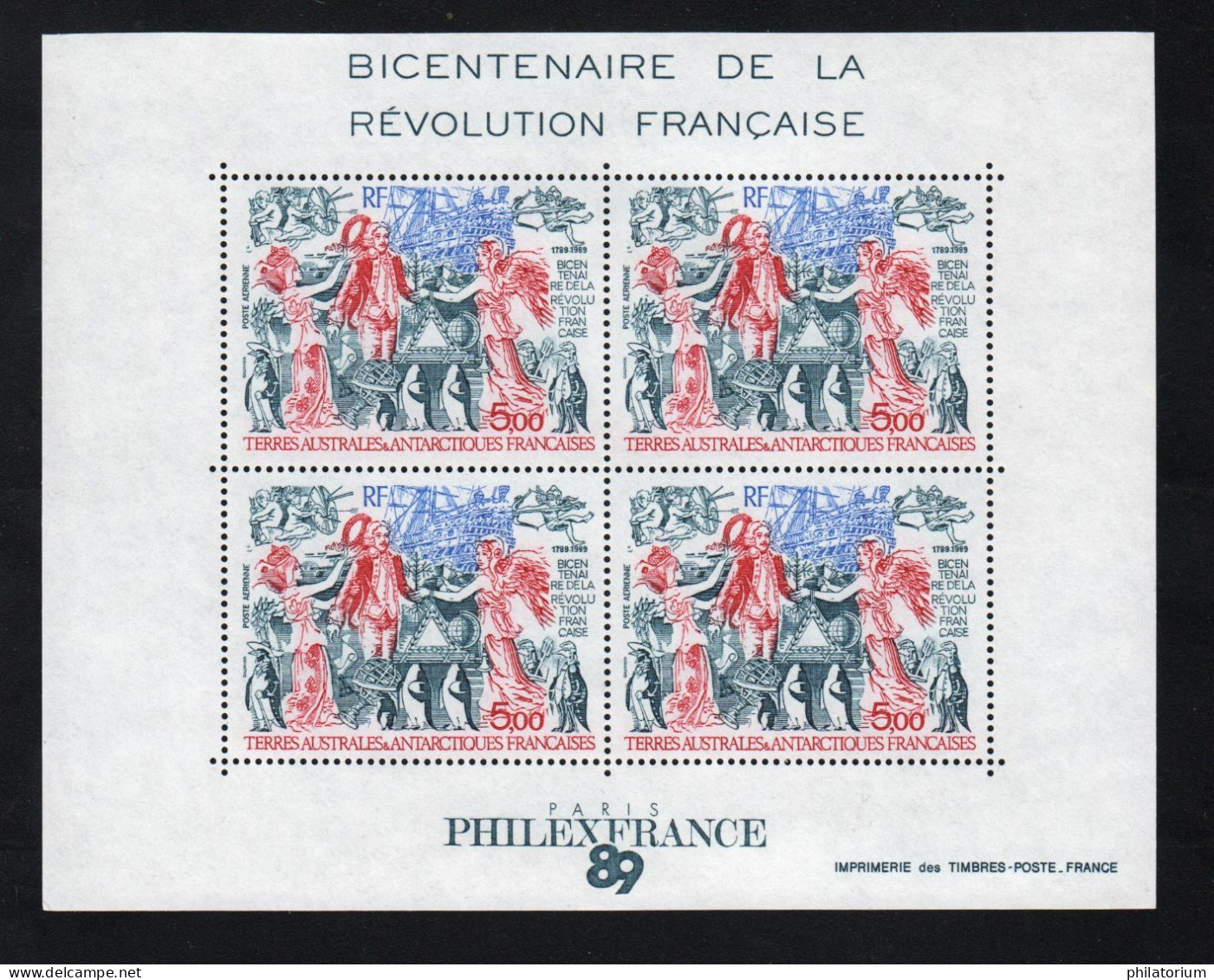 TAAF, **,  Yv BF 1, Mi BL 1, SG MS 257, Bicentenaire De La Révolution Française, - Blocs-feuillets