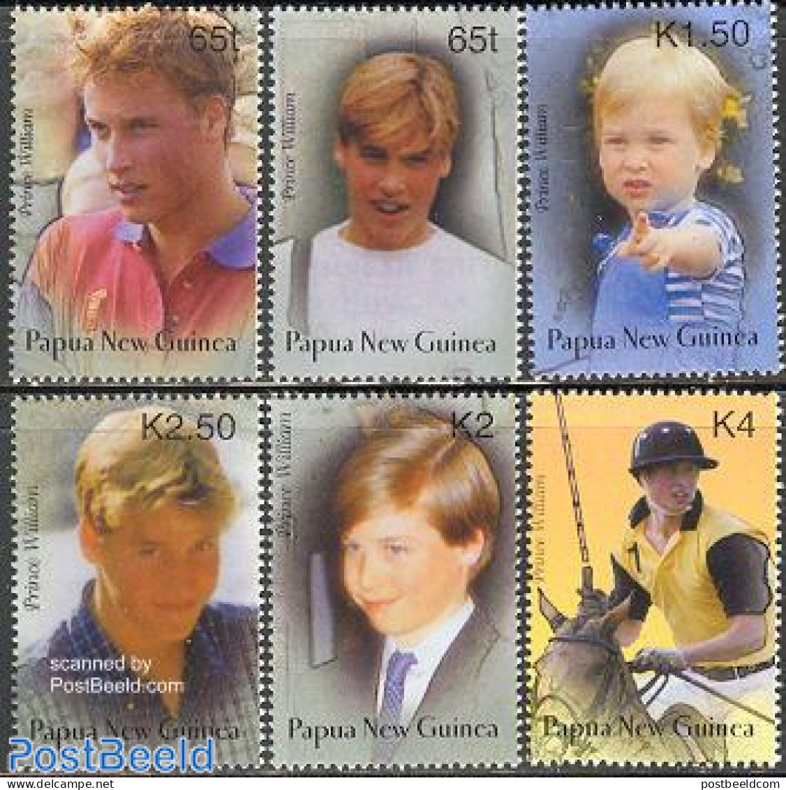 Papua New Guinea 2003 Prince William 6v, Mint NH, History - Nature - Kings & Queens (Royalty) - Horses - Familias Reales