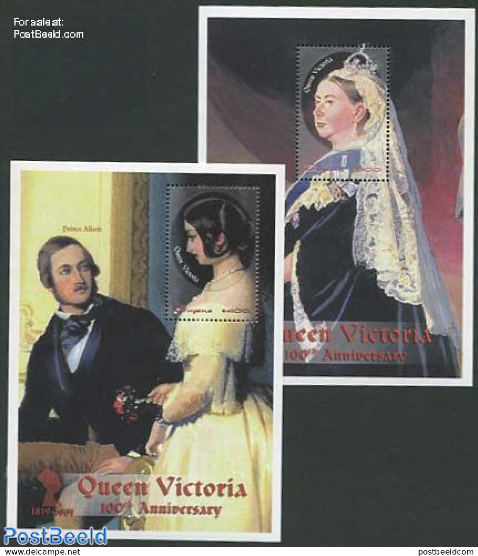 Guyana 2001 Queen Victoria 2 S/s, Mint NH, History - Kings & Queens (Royalty) - Familias Reales