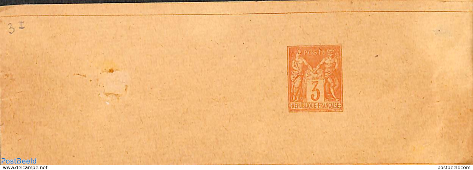 France 1882 Wrapper 3c, Unused Postal Stationary - Bandes Pour Journaux