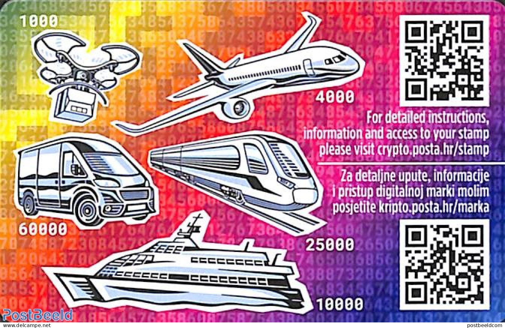 Croatia 2020 Crypto Stamp (card), Mint NH, Science - Transport - Various - Computers & IT - Aircraft & Aviation - Rail.. - Informática