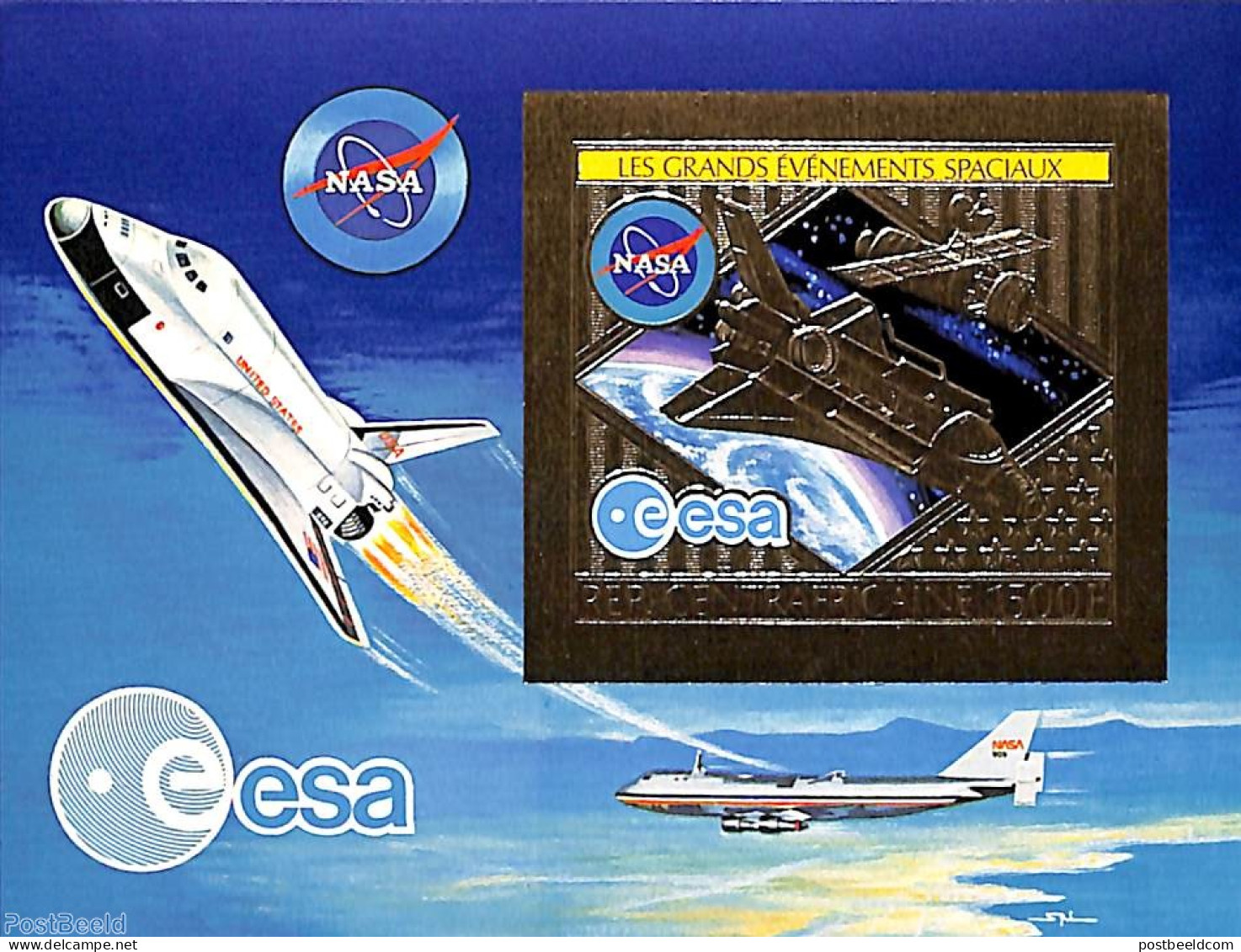 Central Africa 1980 Space Shuttle S/s, Imperforated, Mint NH, Transport - Space Exploration - Central African Republic