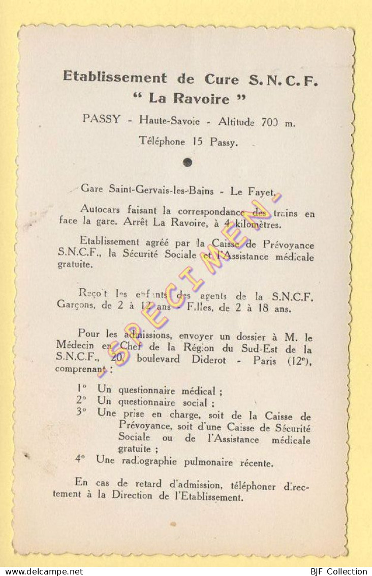 74. PASSY – Etablissement De Cure S.N.C.F. La Ravoire (informations Au Dos) CPSM (voir 2 Scans) - Passy