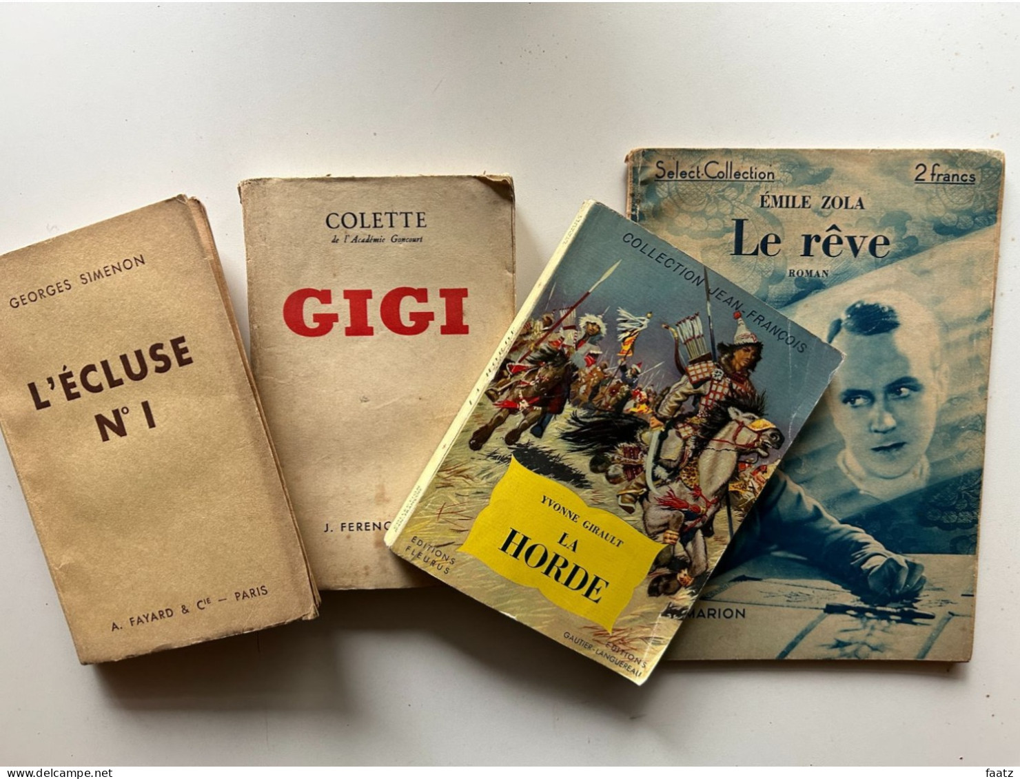 4 Livres Anciens Classiques (1933-1952): Colette, Girault, Simenon, Zola - Paquete De Libros