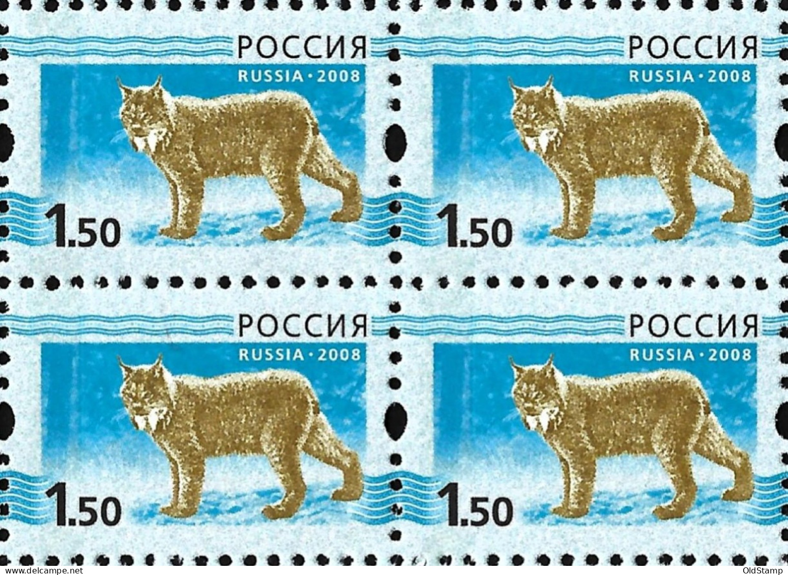 ANIMAL LYNX Russia 2008 Wild Animals Big Cats Lynx Trot Bobcat MNH STANDART Stamps Block Mi. # - Félins