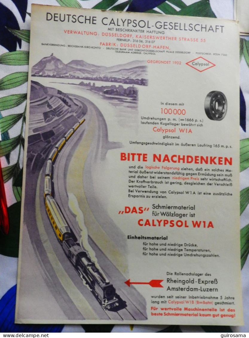 Deutsche Calypsol-Gesellschaft Düsseldorf - 1934 - Train - Lubrifiant - Auto's
