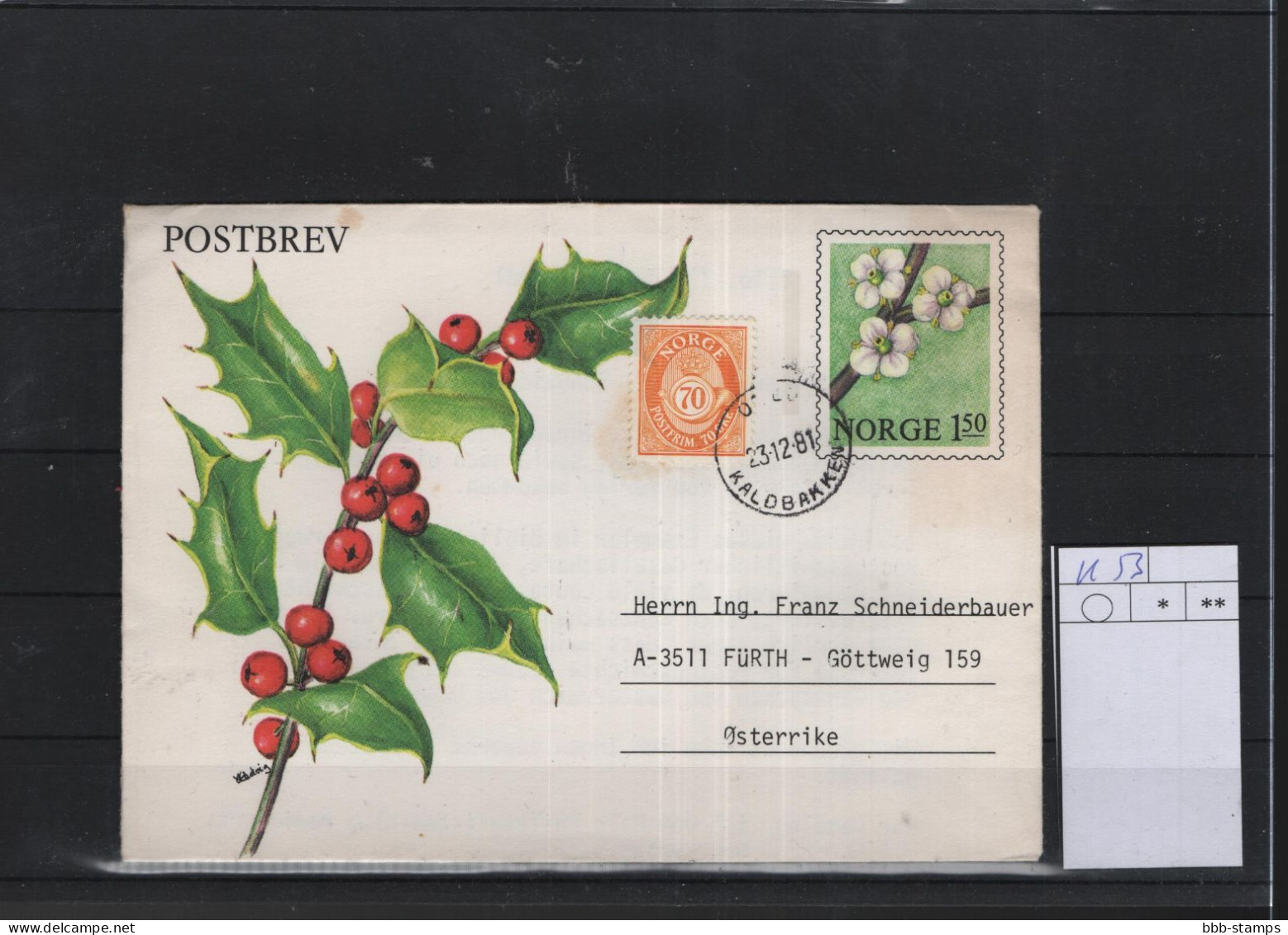 Norwegen Michel Cat.No. Postal Stat K53 Used - Postal Stationery