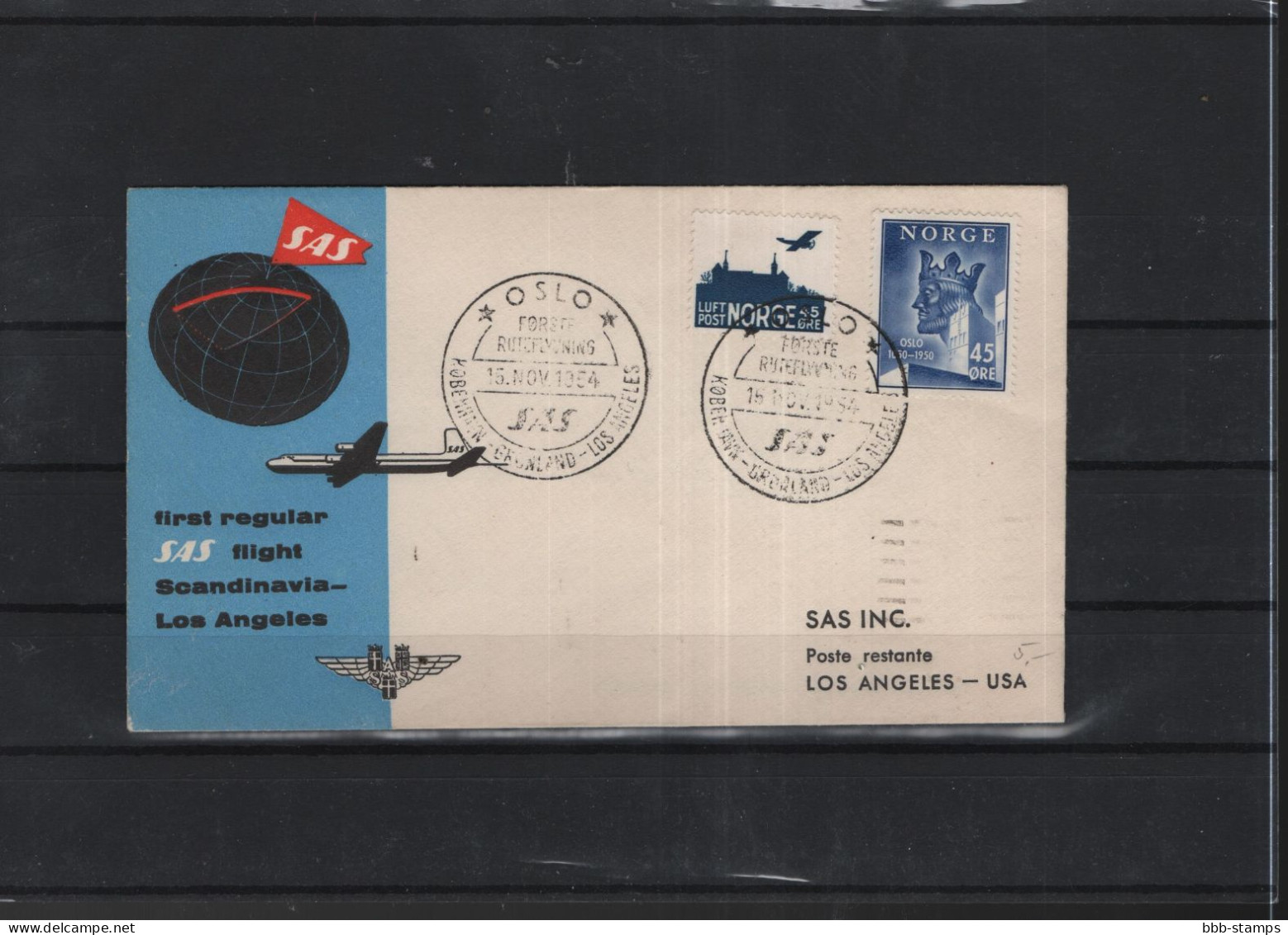 Norwegen Michel Cat.No. FFC 1954 Oslo - Los Angeles - Covers & Documents