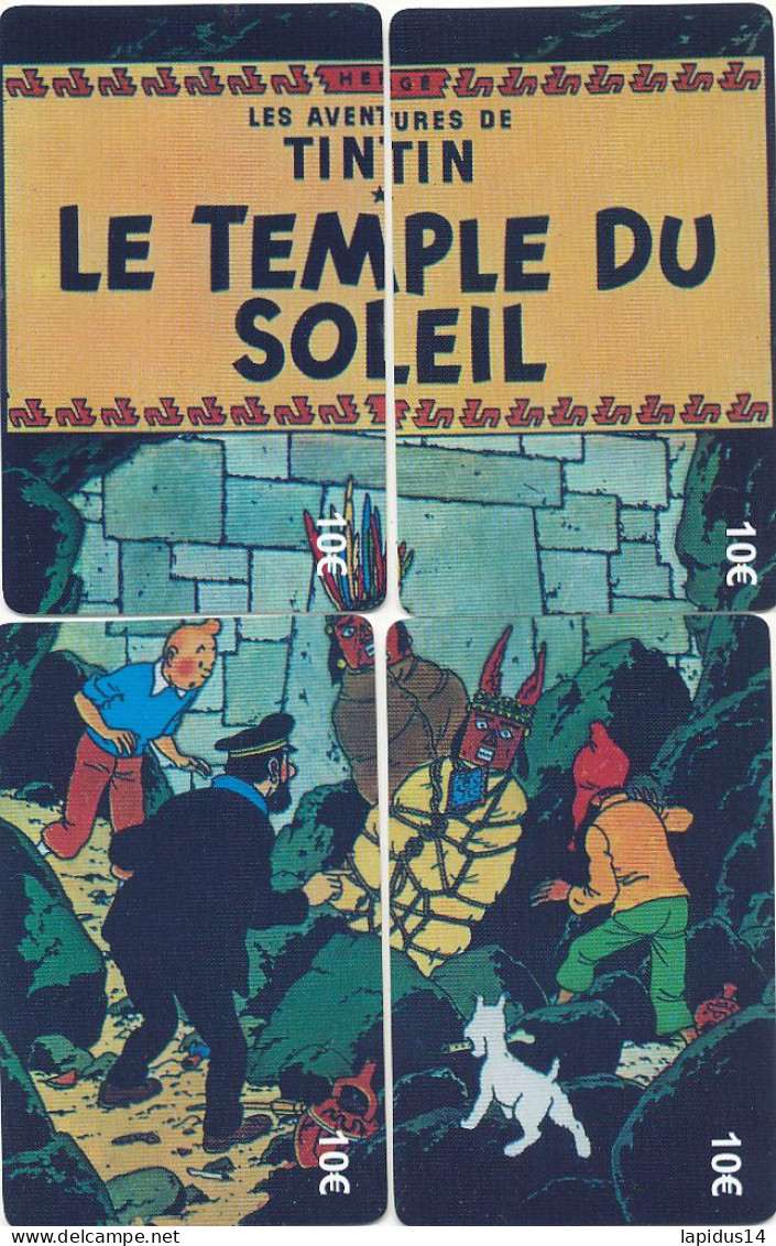 TE 02 / TELECARTE PUZZLE DE 4 CARTES  TINTIN   LE TEMPLE DU SOLEIL TIRAGE 500 EX - BD