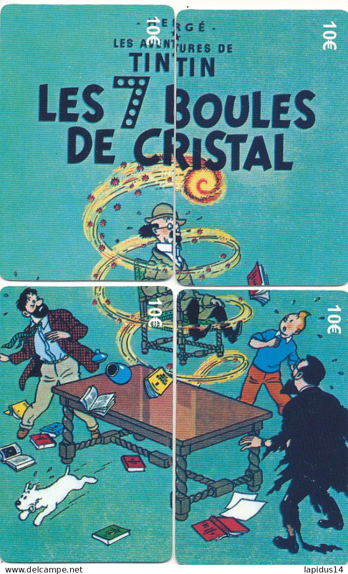 TE 04 / TELECARTE PUZZLE DE 4 CARTES  TINTIN   LES 7 BOULES DE CRISTAL TIRAGE 500 EX - Fumetti
