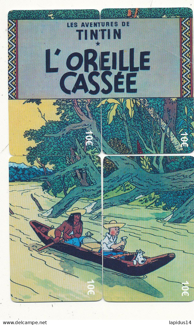 TE 05 / TELECARTE PUZZLE DE 4 CARTES  TINTIN  L'OREILLE CASSEE L TIRAGE 500 EX - Comics