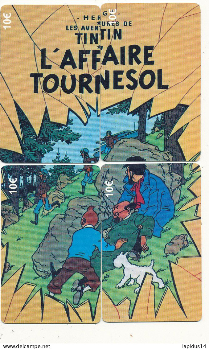 TE 06 / TELECARTE PUZZLE DE 4 CARTES  TINTIN  L'AFFAIRE  TOURNESOL TIRAGE 500 EX - Fumetti