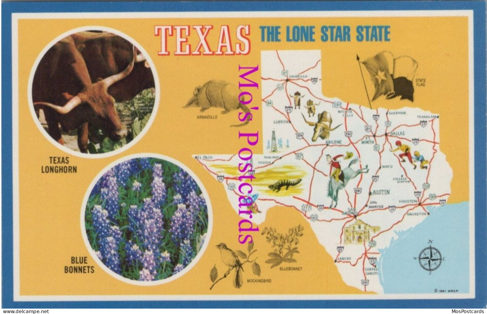 Maps Postcard -  Map Of Texas, The Lone Star State  DZ33 - Cartes Géographiques