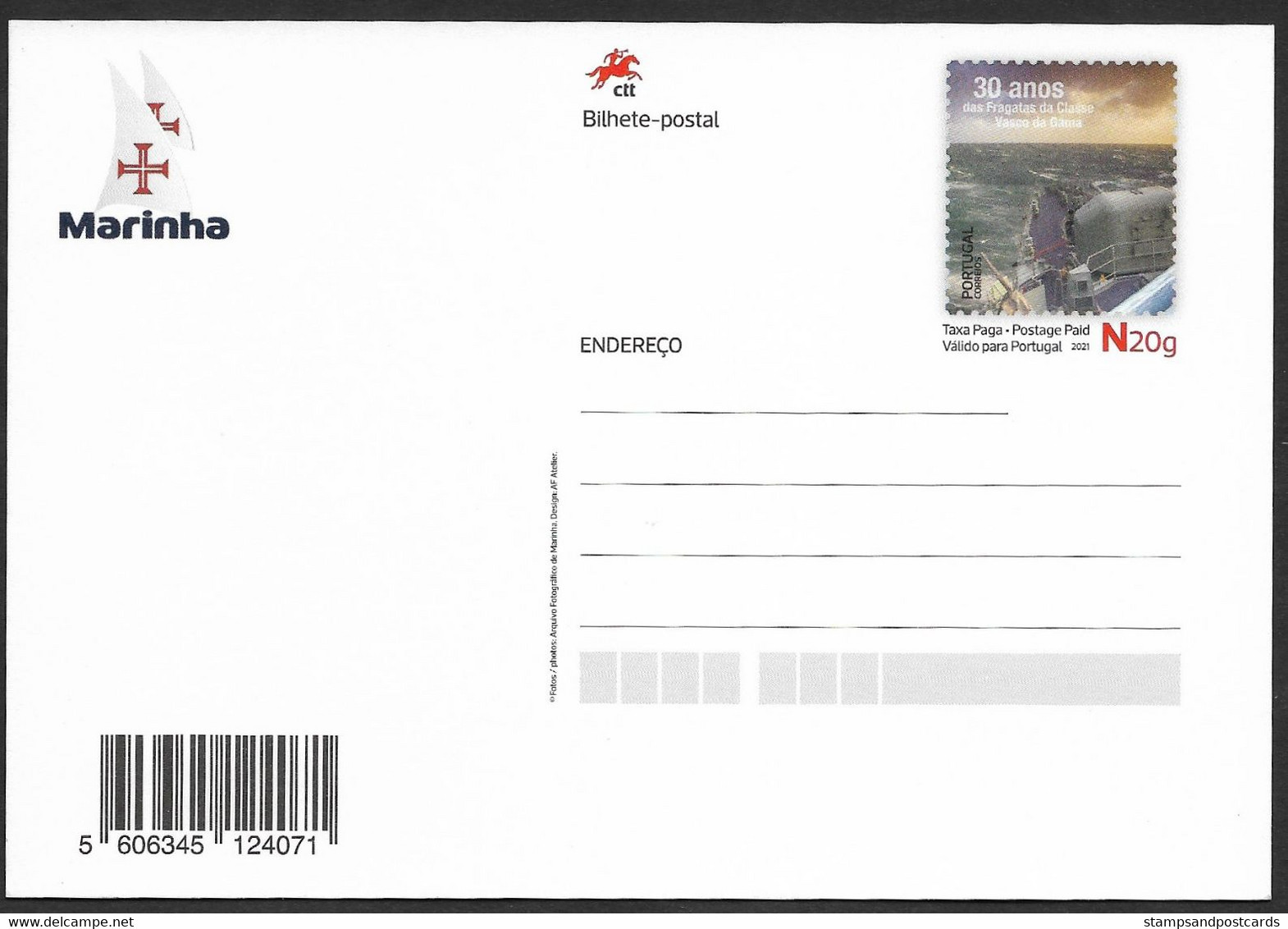 Portugal Entier Postal 2021 Marine 30 Ans Frégates Classe Vasco Da Gama Stationery Navy 30 Years Vasco Da Gama Frigates - Postal Stationery