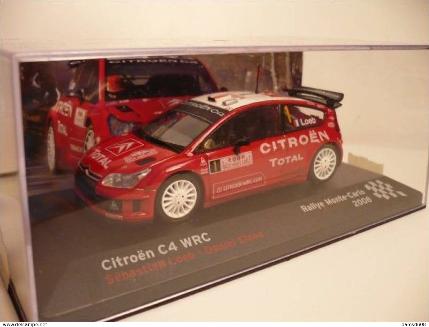 IXO Citroen C4 WRC Loeb Rallye Monté Carlo 2008 En Boite Vitrine échelle 1/43 - Ixo