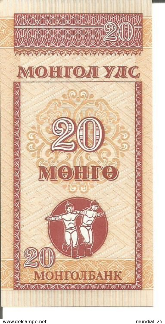 MONGOLIA 20 MONGO N/D (1993) - Mongolei