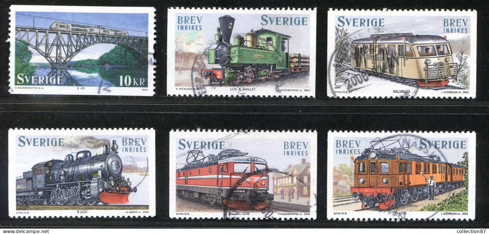 Réf 77 < SUEDE Année 2006 < Yvert N° 2492 à 2497 Ø Used < SWEDEN - Trains - Railway Ferrocarril - Train Chemin De Fer - Oblitérés