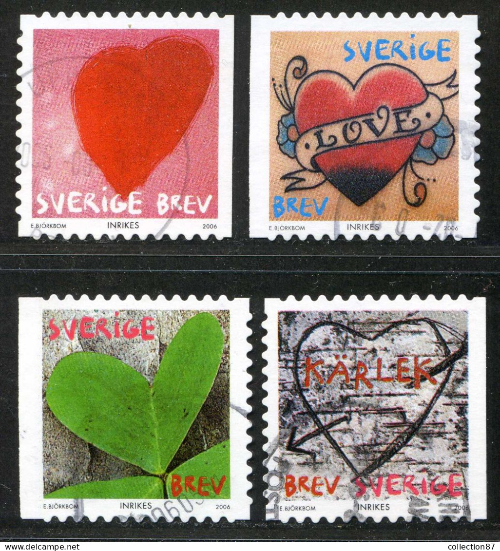 Réf 77 < SUEDE Année 2006 < Yvert N° 2498 à 2501 Ø Used < SWEDEN - Saint Valentin Coeur - Gebraucht