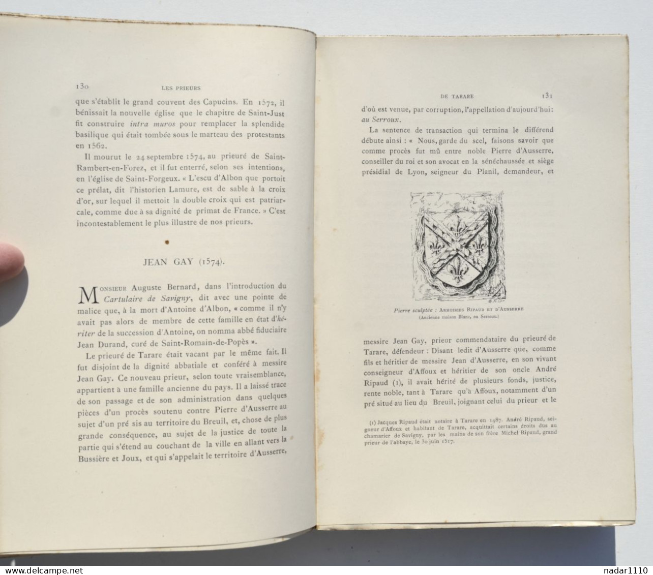 Le Prieuré de Tarare - Abbé H. Forest - Lyon, Vitté 1897 / La cure et les prébendes, la famille "de Tarare"