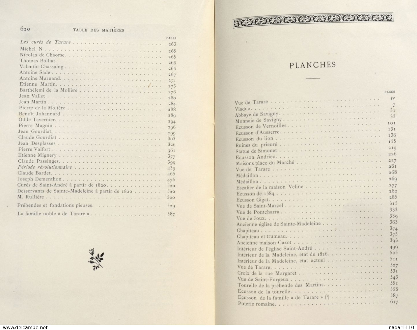 Le Prieuré de Tarare - Abbé H. Forest - Lyon, Vitté 1897 / La cure et les prébendes, la famille "de Tarare"