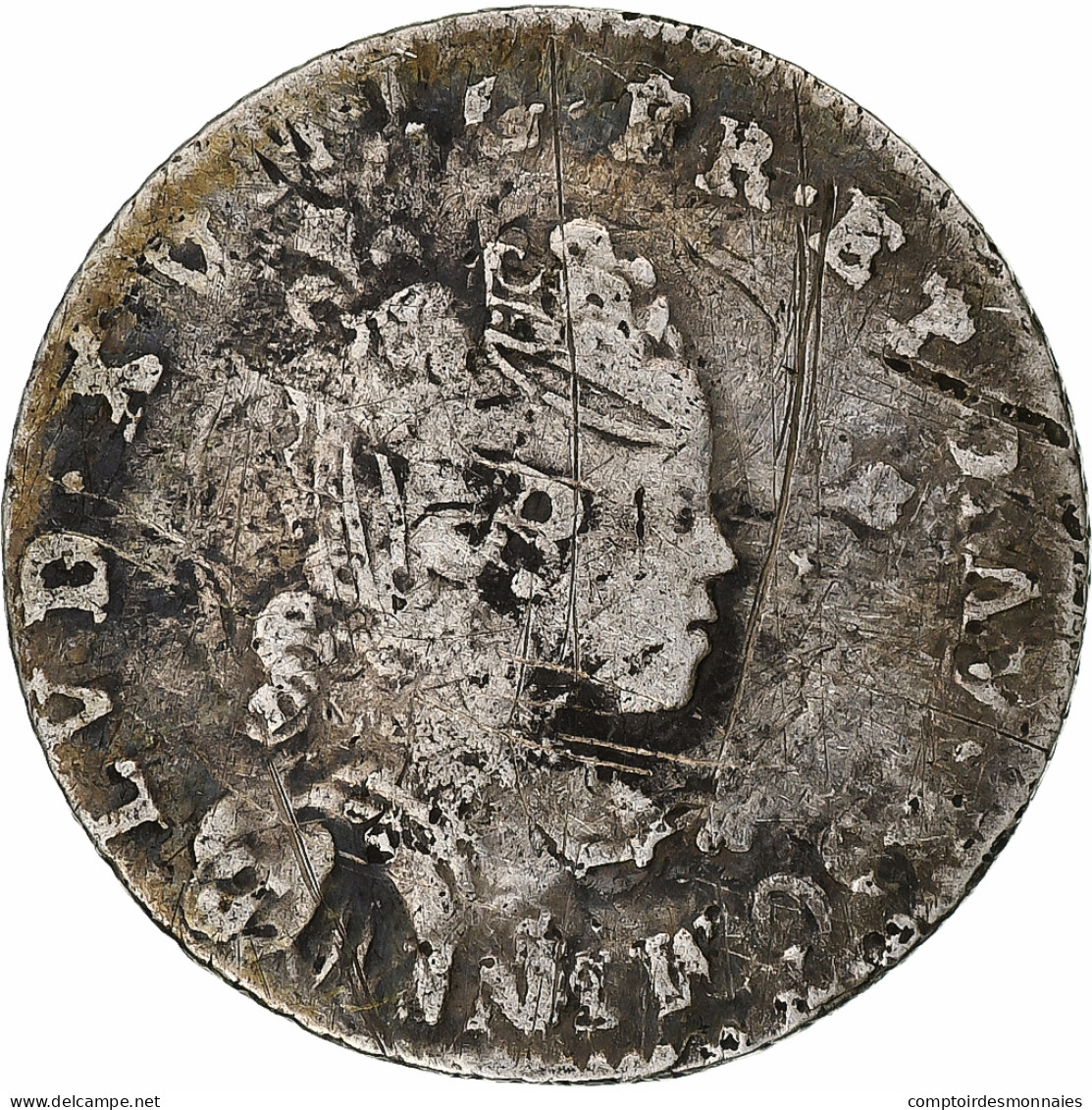 France, Louis XV, 1/10 Écu Vertugadin, 1716, Rouen, Réformé, Argent, TB - 1715-1774 Ludwig XV. Der Vielgeliebte