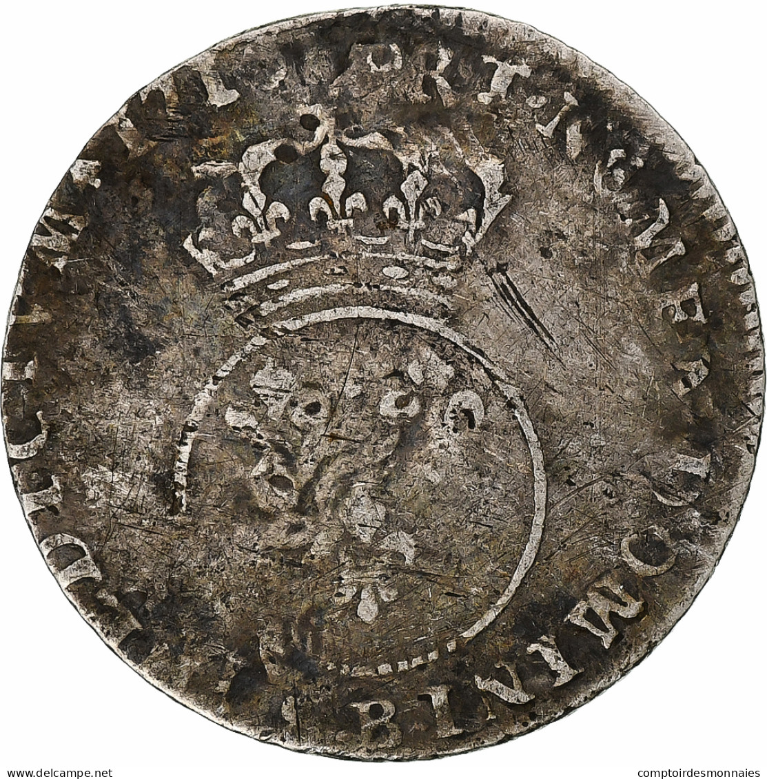 France, Louis XV, 1/10 Écu Vertugadin, 1716, Rouen, Réformé, Argent, TB - 1715-1774 Luis XV El Bien Amado