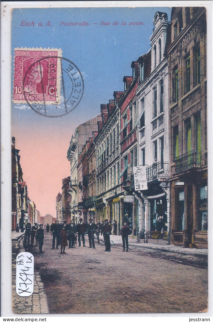 ESCH-SUR-ALZETTE- RUE DE LA POSTE- ANIMEE- ECRITE EN 1921 - Esch-Alzette