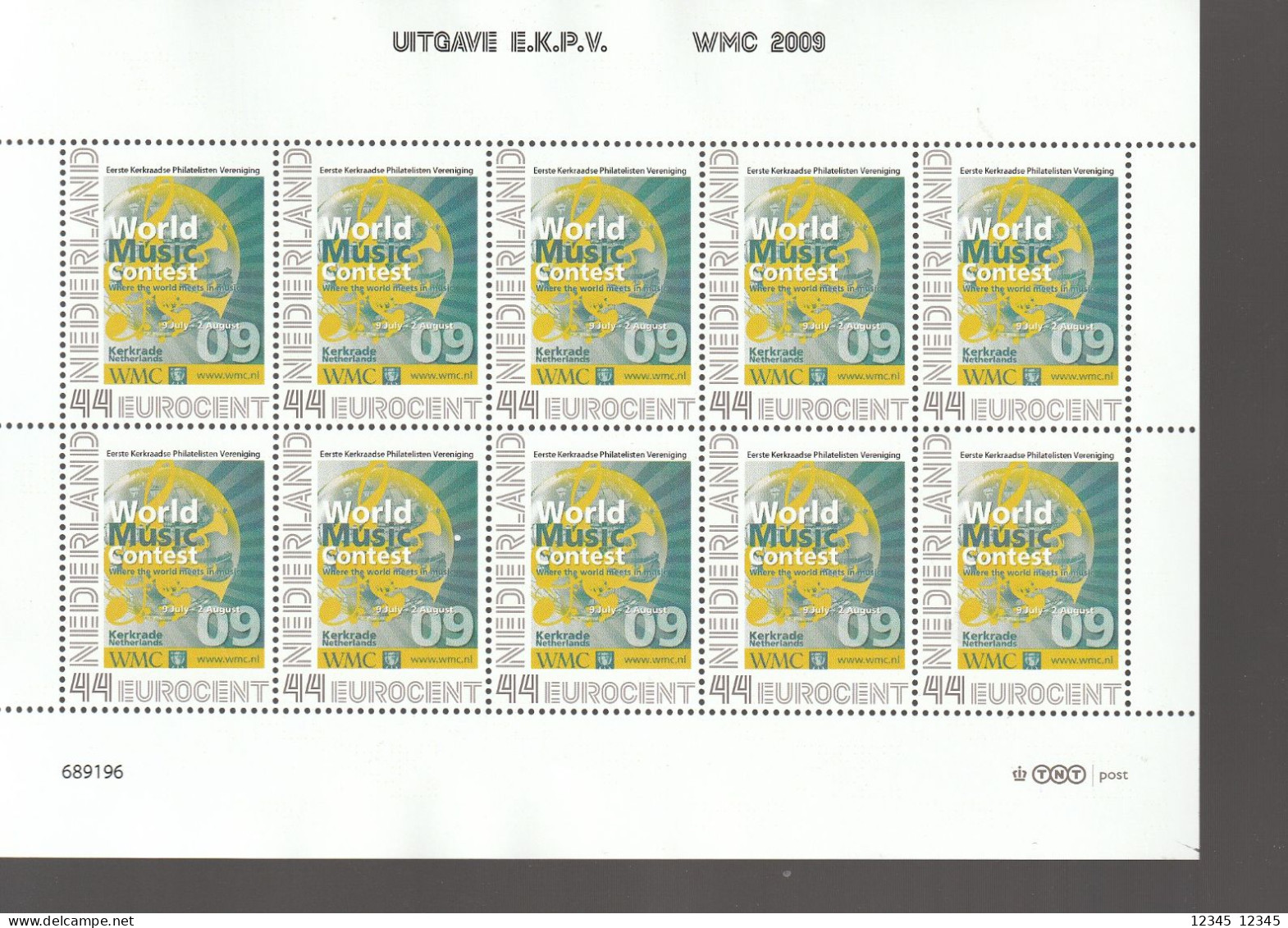 Nederland 2009, Postfris MNH, World Music Contest - Personalisierte Briefmarken