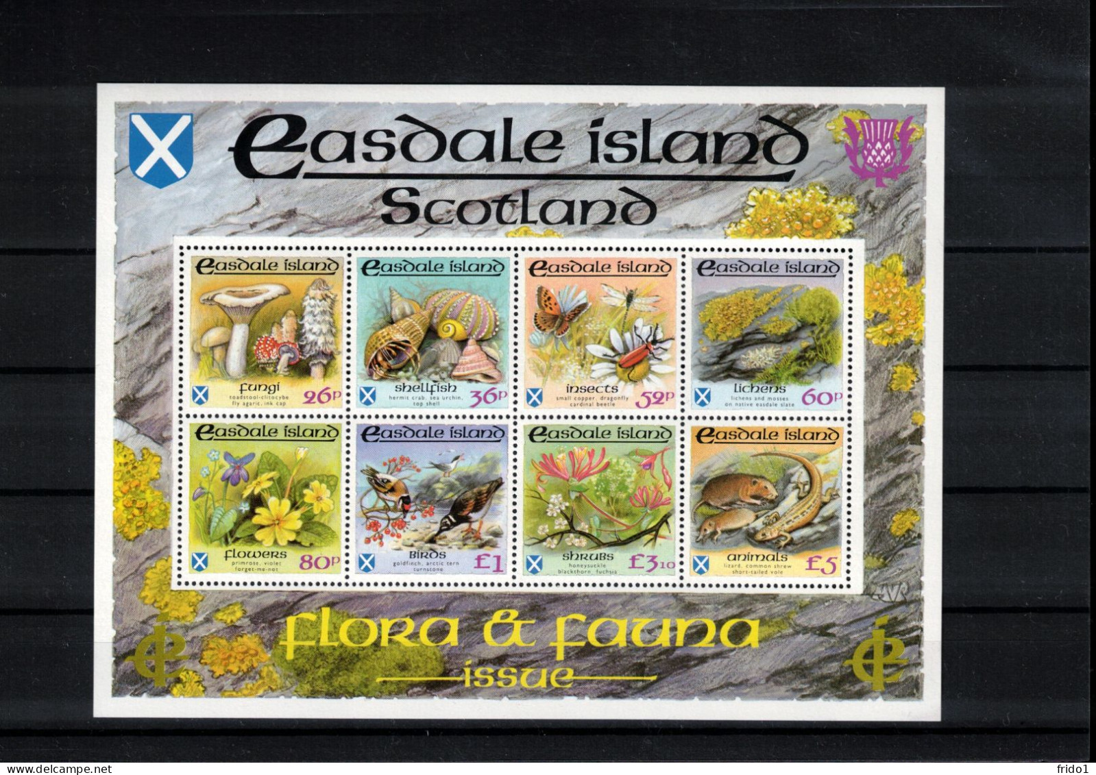 Easdale Island Scotland 1989 Flora+Fauna Perforated Block Postfrisch / MNH - Emissione Locali