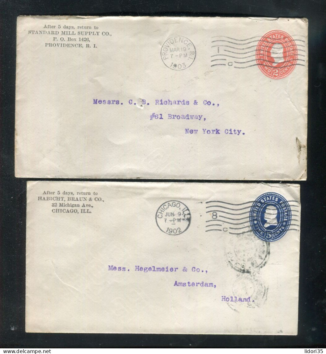 "USA" 1902/1903, 2 Ganzsachenumschlaege Gestempelt (L1018) - 1901-20