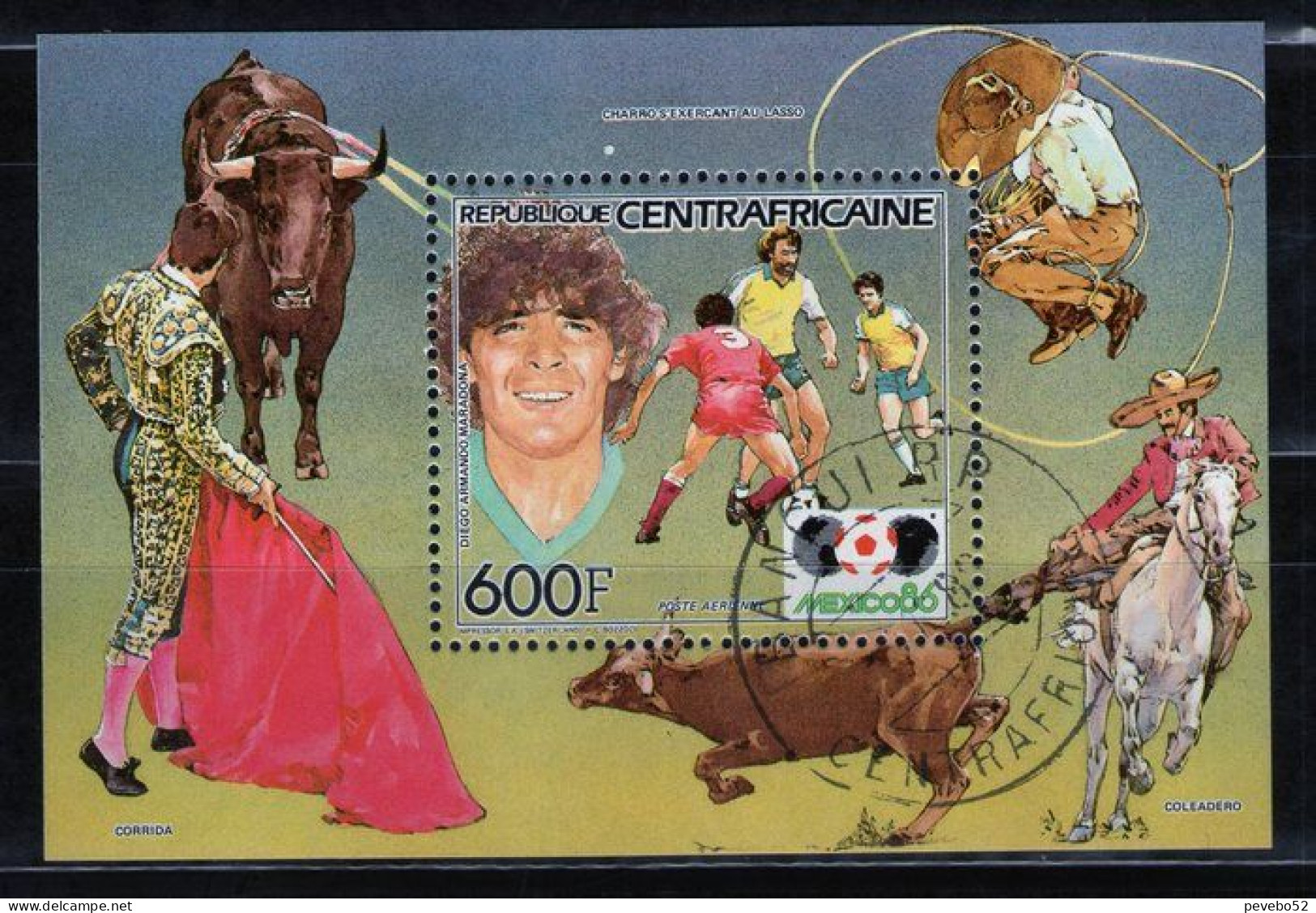 CENTRAL AFRICAN REPUBLIC 1986 - Airmail - Football World Cup 1986 - Mexico CTO - Zentralafrik. Republik