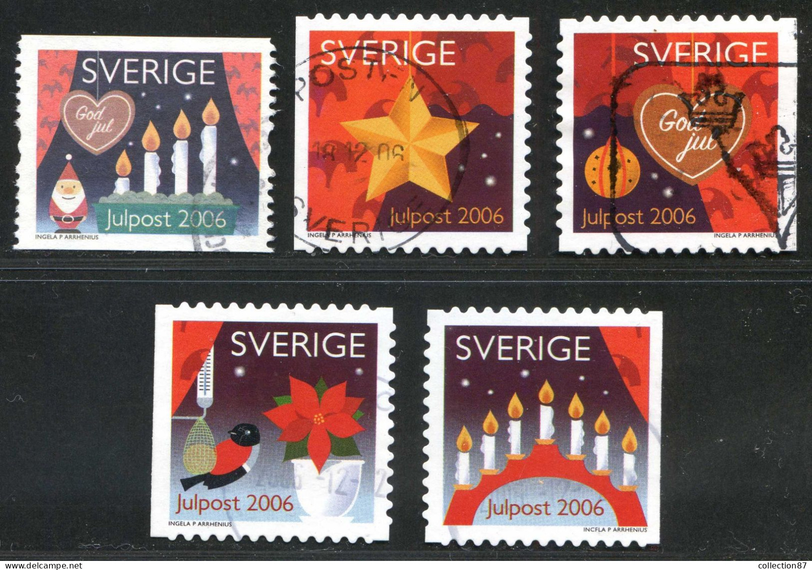 Réf 77 < SUEDE Année 2006 < Yvert N° 2542 à 2546 Ø Used < SWEDEN < Noel < Bougies Etoile - Used Stamps