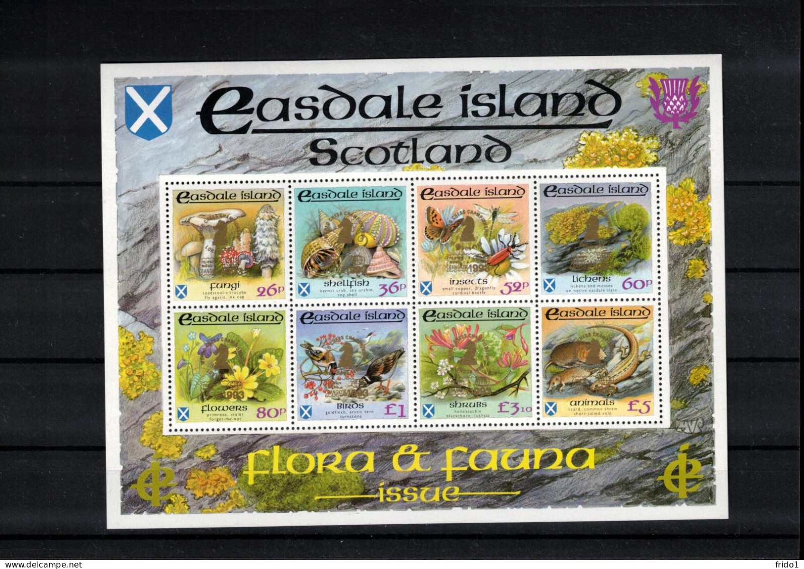 Easdale Island Scotland 1993 Flora+Fauna With World Chess Championship London Overprint Perforated Block Postfrisch/MNH - Ortsausgaben