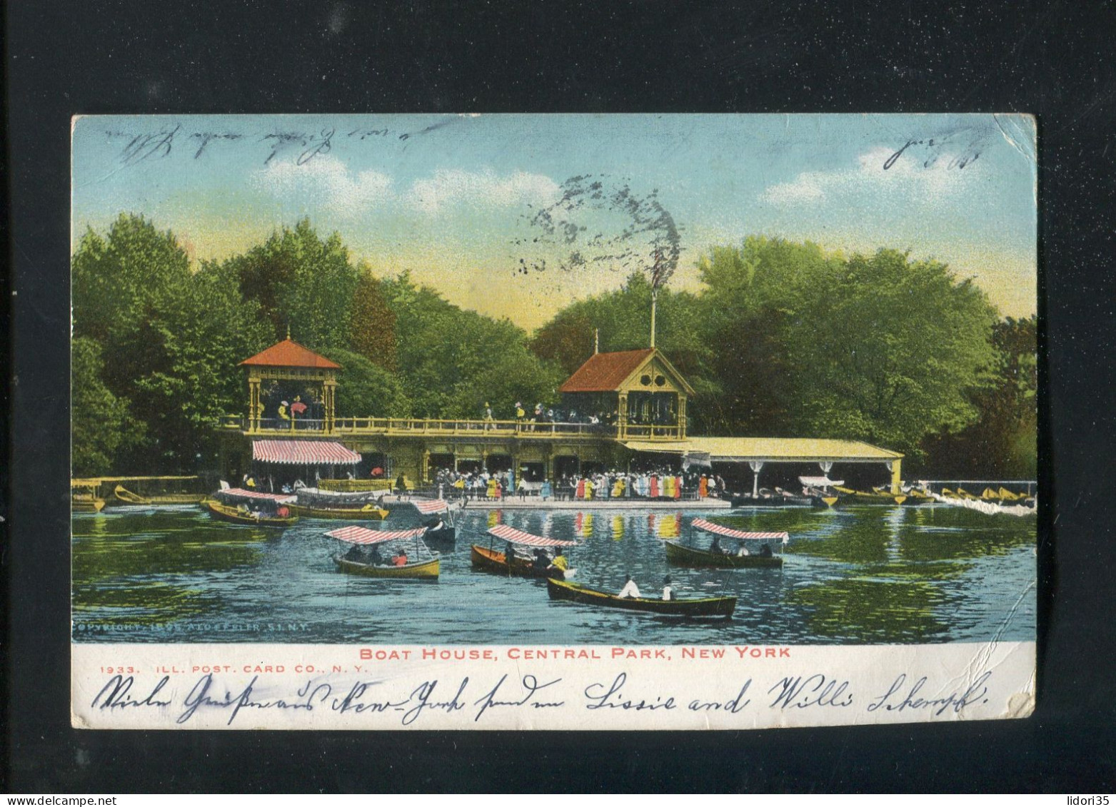 "USA" 1905, Color-AK "NEW YORK, Boat House, Central Park" (L1021) - Other & Unclassified